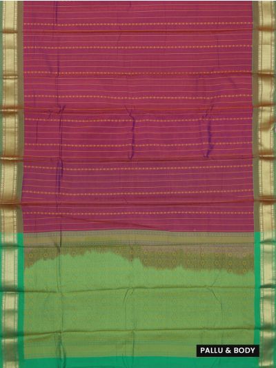 Gracecharm Elegant Mangalagiri Cotton Striped Design with Contrast Border Saree