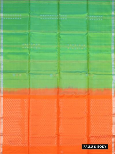 Kanmanie Soft Silk Striped Butta Design with 1 Inch Zari Border Saree