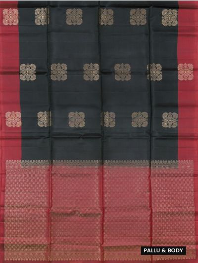 Gracecharm Elegant Pure Soft Silk Butta Design Contrast Border Saree