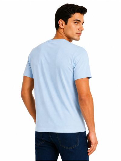 Warior Men's Light Blue Solid Crew Neck T-Shirt