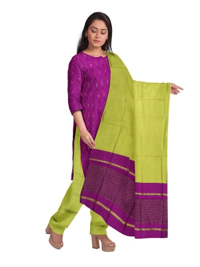 Graceful Essence Timeless Classic Pochampally Cotton Dress Material