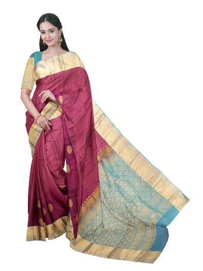 Gracecharm Art Soft Silk Butta Design with Contrast Border Saree