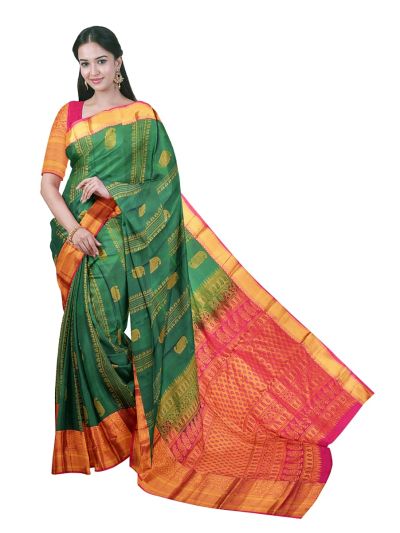 Gracecharm Art Soft Silk Striped and Butta Design with Border Saree