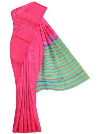 Gracecharm Elegant Pure Soft Silk Striped Design Borderless Saree