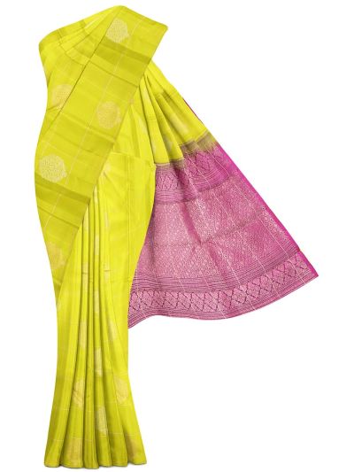 Gracecharm Elegant Pure Soft Silk Checked and Butta Design Borderless Saree