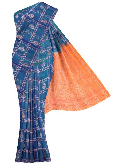 Gracecharm Elegant Pure Soft Silk Checked and Butta Design Borderless Saree