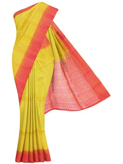 Gracecharm Elegant Pure Soft Silk Chevron Design Contrast Border Saree