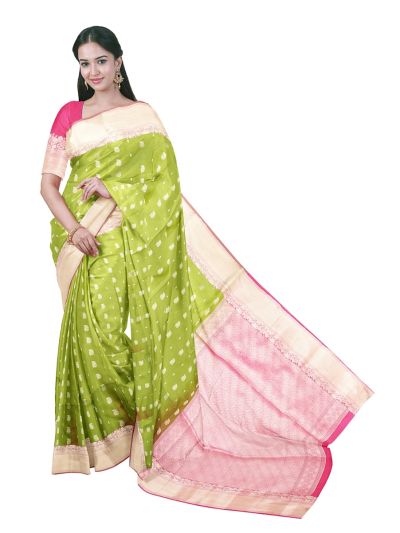Gracecharm Elegant Art Soft Silk Butta Design with Border Saree