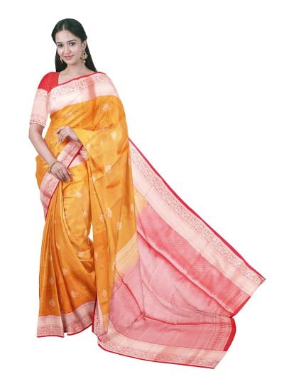 Gracecharm Elegant Art Soft Silk Checked Butta Design with Border Saree