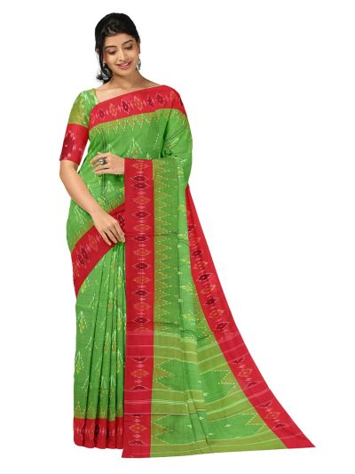 Gracecharm Pochampally Cotton Ikat Butta Design with Border Saree
