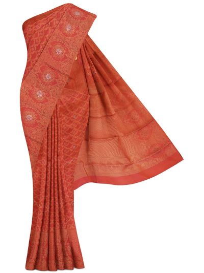 Gracecharm Uppada Silk Floral Trellis Jaal with Floral Pallu Saree