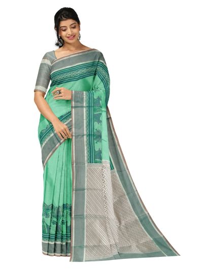 Gracecharm Art Soft Silk Goddess Face Motif Border Saree