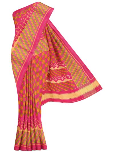 Pochampally Silk Multicolor Ikat with Geometric Pallu Saree