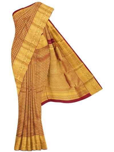 Vivaha Kanchipuram Pure Silk Floral Diamond Lattice with Zari Border Saree