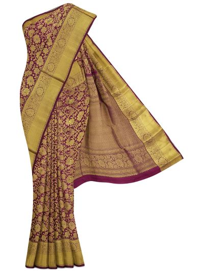 Vivaha Pure Silk Kanchipuram Floral Vine Jaal Paisley Zari Border Saree