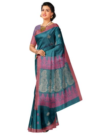 Kanmanie Cotton Lotus Butta with Ornamental Paisley Pallu Saree
