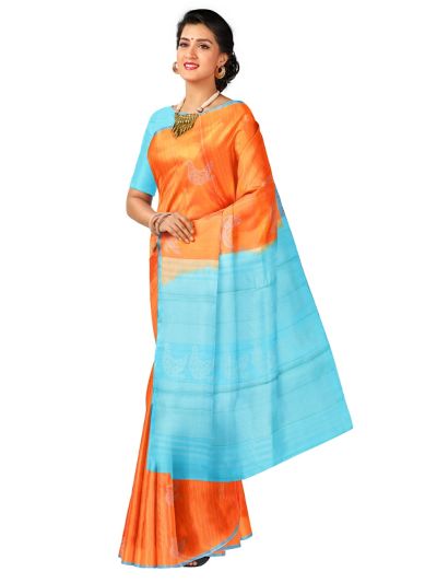 Kanmanie Soft Silk Bird Butta with Fine Stripes and 0.5 Inch Asthiri Border Saree