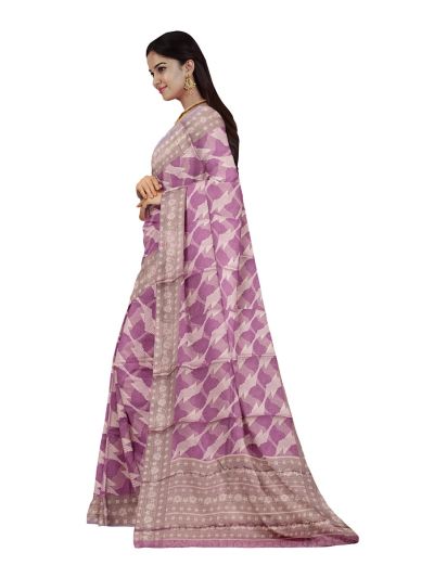 Gracecharm Fancy Super Net Interlocking Ribbon Lattice with Floral Stripe Pallu Saree