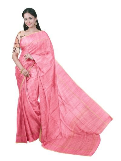 Gracecharm Semi Linen Dotted Stripe with Horizontal Stripe Pallu Saree