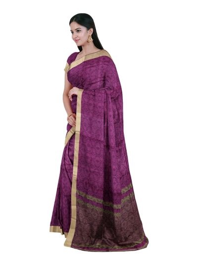 Gracecharm Semi Jute Floral Diamond Lattice with Geometric Jaal Pallu Saree