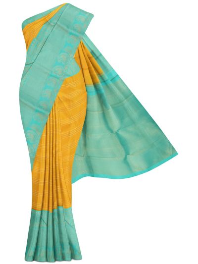 Vivaha Kanchipuram Pure Silk Zari Checks with Contrast Zari Border Saree
