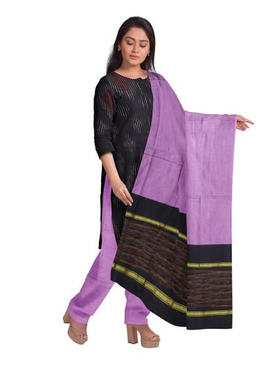 Graceful Essence Silk Cotton Black Geometric Diamond Ikat Dress Material