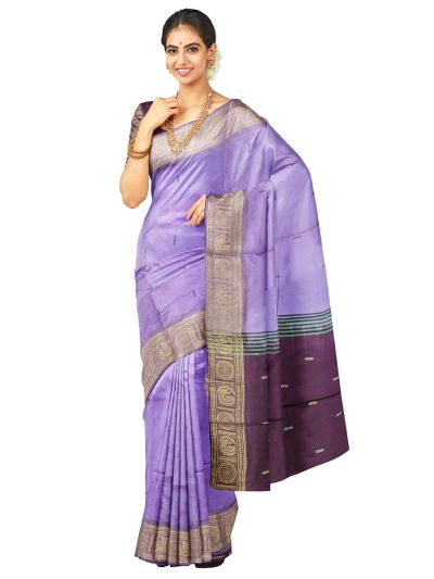 Kanmanie Vazhainaar Pattu Lavender Wine Purple Butta Saree