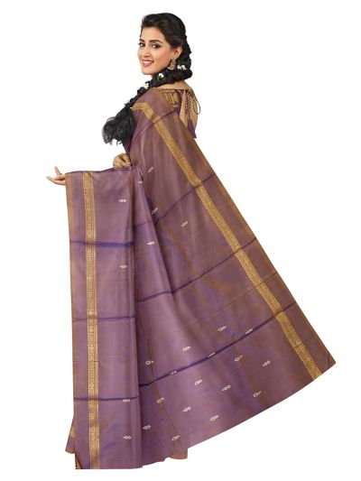 Kanmanie Vazhainaar Pattu Mauve Purple Silver Butta Saree