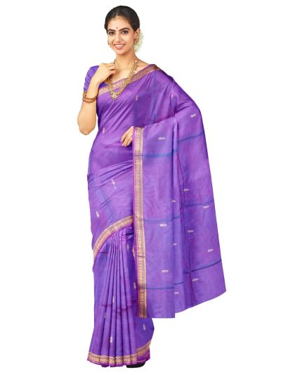 Kanmanie Vazhainaar Pattu Twin Leaf Butta Zari Border Saree