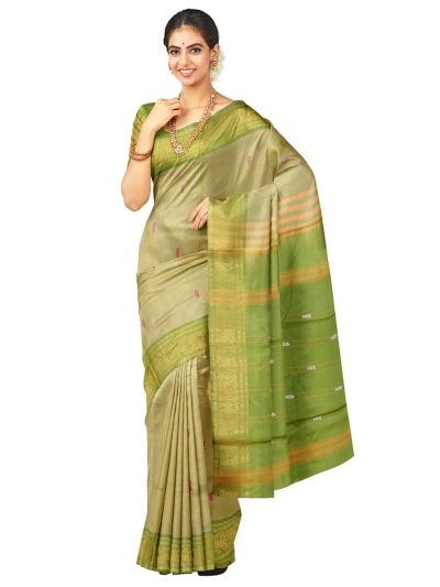 Kanmanie Vazhainaar Pattu Floral Butta Paisley Zari Border Saree