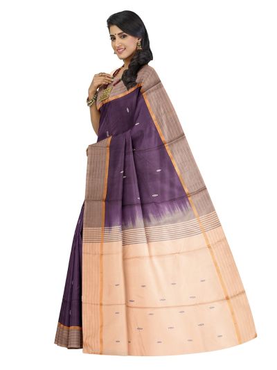 Kanmanie Vazhainaar Pattu Mulberry Zari Butta Contrast Pallu Saree