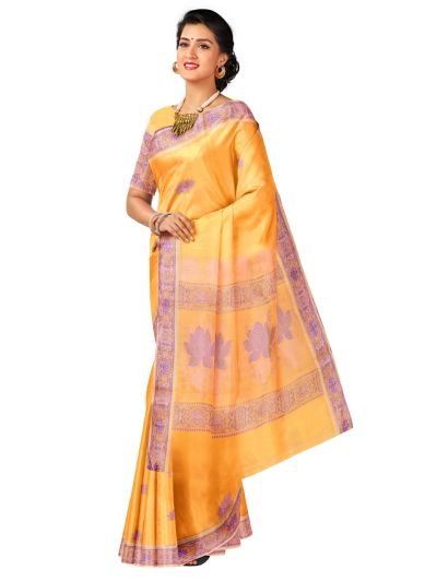 Kanmanie Cotton Lotus Butta with Ornamental Lotus Pallu Saree