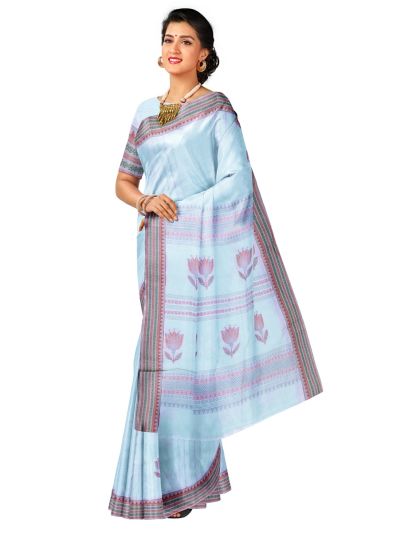 Kanmanie Cotton Floral Butta with 3 Inch Jacquard Border Saree