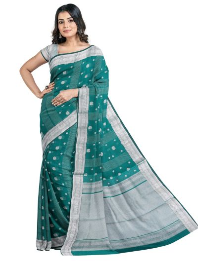 Gracecharm Kora Silk Cotton Stripe with Floral Butta Saree
