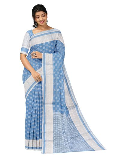 Gracecharm Kora Silk Cotton Linear Check with Dash Butta Pallu Saree