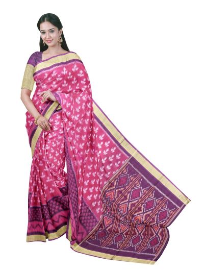 Gracecharm Pochampally Silk Cotton Butta with Geometric Pallu Saree