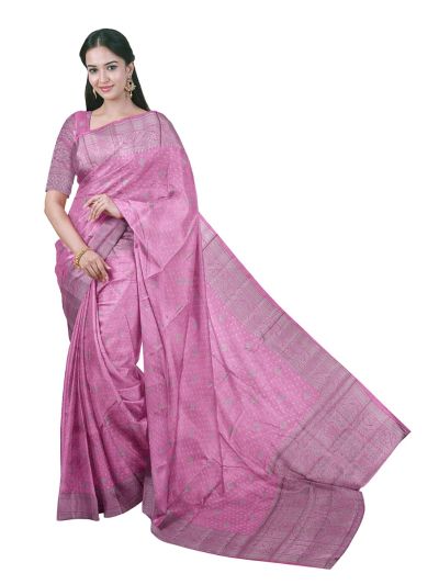 Gracecharm Semi Jute Floral Butta with Floral Medallion Pallu Saree
