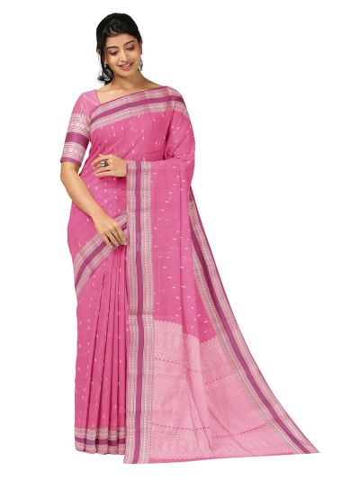 Gracecharm Kora Silk Cotton Dash Butta with Geometric Pallu Saree