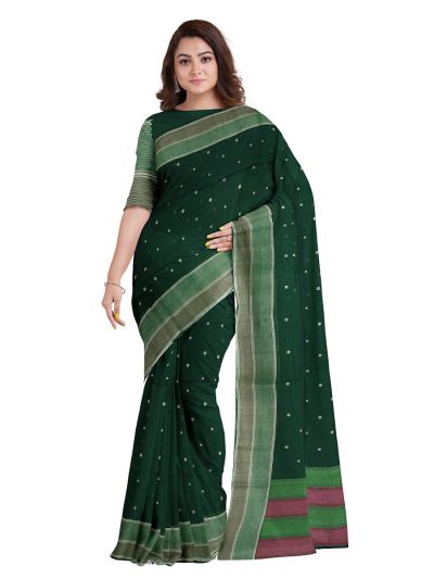 Gracecharm Kora Silk Cotton Butta with Chevron Pallu Saree

