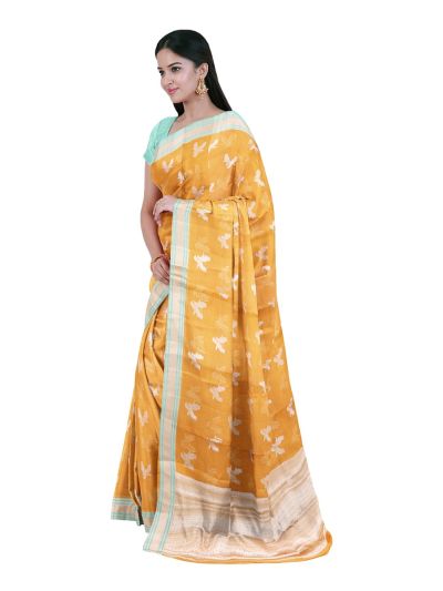 GraceCharm Manipuri Cotton Bird Butta with Geometric Pallu Saree