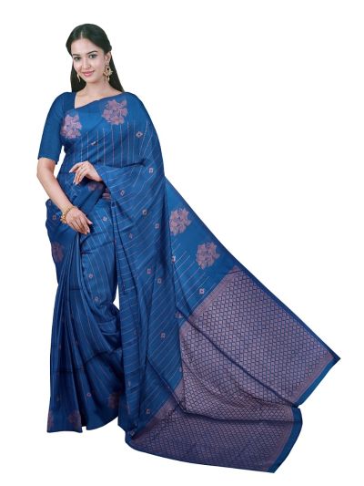 Gracecharm Art Soft Silk Geometric Butta with Stripes Saree