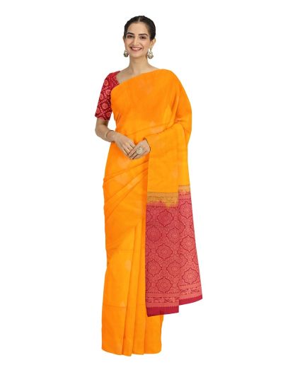 Gracecharm Art Soft Silk Leaf Butta Floral Medallion Pallu Saree