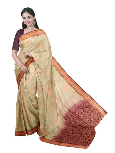 Gracecharm Art Soft Silk Hexagonal Butta Floral Jaal Pallu Saree