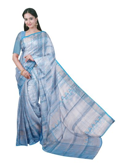 GraceCharm Art Silk Floral Jaal with Ornamental Medallion Pallu Saree