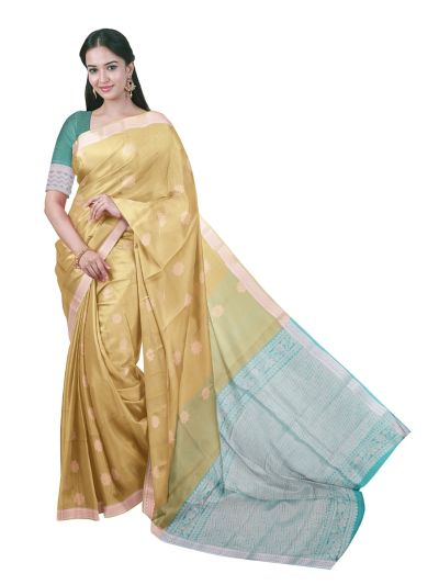 Gracecharm Silk Cotton Floral Butta Chevron Pallu Saree