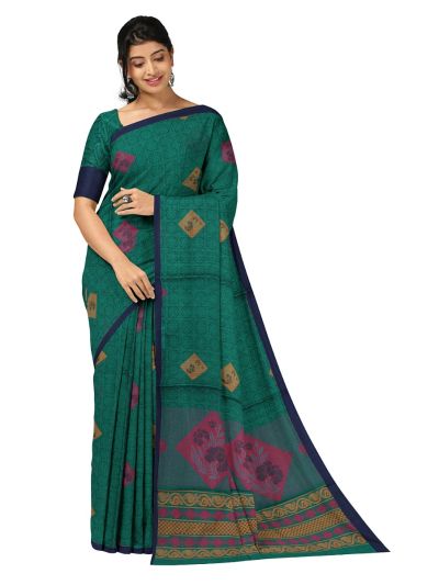 GraceCharm Kovai Cotton Floral Diamond Butta Jaal Pallu Saree