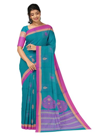 GraceCharm Kovai Cotton Butta with Geometric Floral Pallu Saree