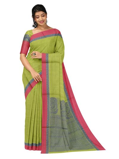 GraceCharm Kovai Cotton Geometric with Contrast Border Saree