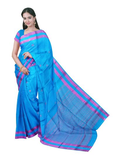 Gracecharm Pure Soft Silk Floral Diamond Butta Chevron Pallu Saree