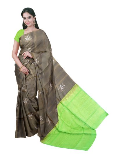 Gracecharm Pure Soft Silk Dragonfly Butta with Geometric Floral Jaal Pallu Saree